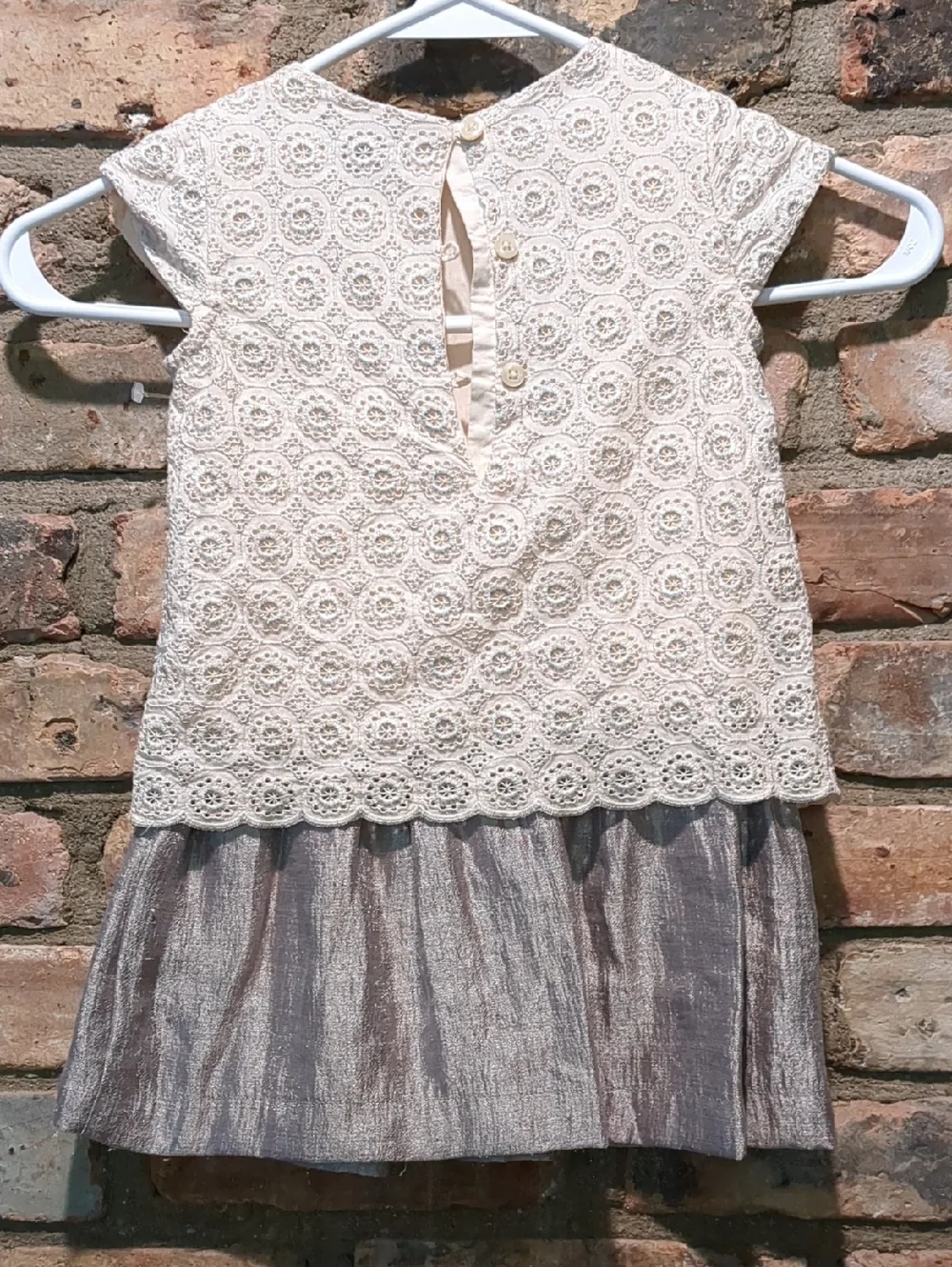 GAP Girls Cream Lace and Gray Shimmery Toddler Dress, Size 2T, NWOT